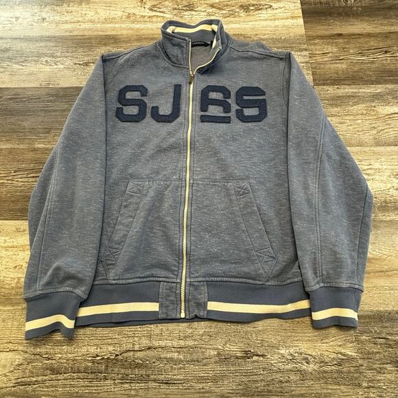 Vintage y2k Sean John Gray Mens XL Full Zip Track Graphic Print Jacket Pocket - Picture 1 of 7